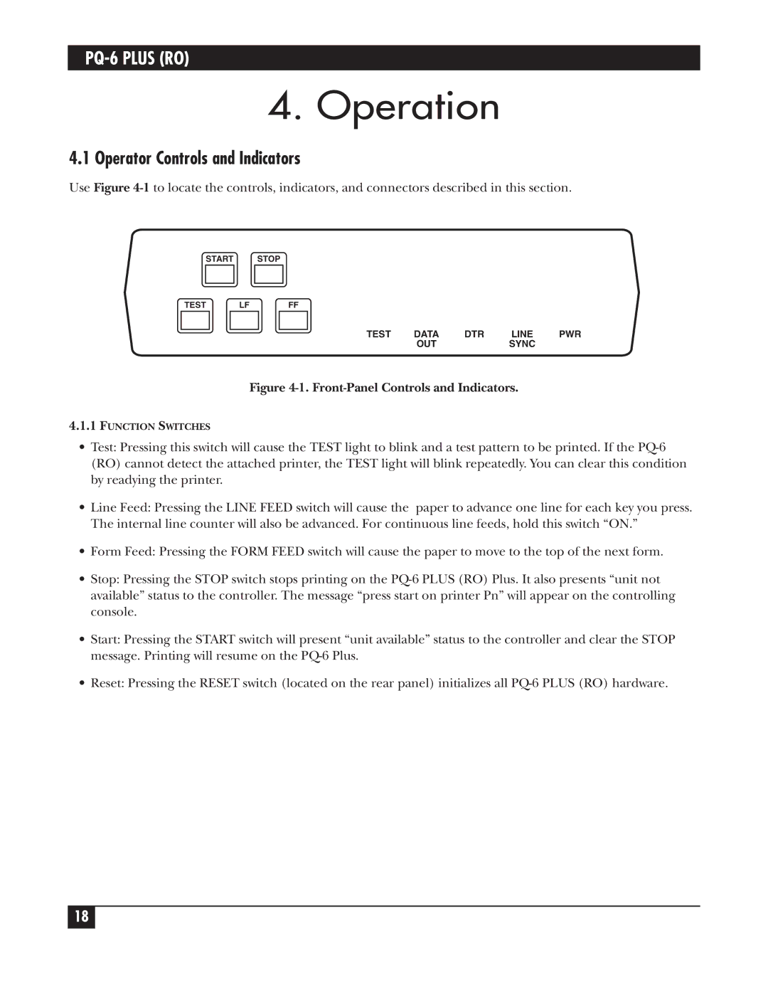 Black Box PCA35AE-R2, PS034E, PS035A, PCA35A-R3 manual Operation, Operator Controls and Indicators 