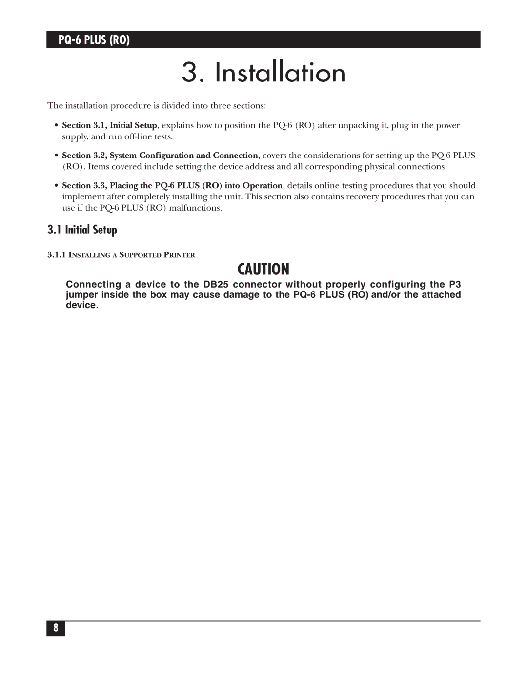 Black Box PS035A, PS034E, PCA35A-R3, PCA35AE-R2 manual Installation, Initial Setup 