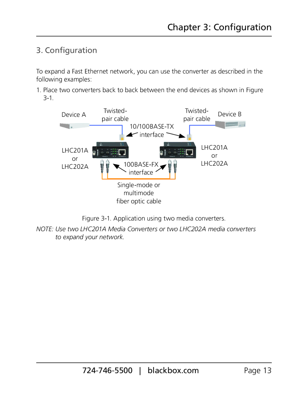 Black Box LHC202A, LHC201A, Pure Networking Fast Ethernet Media Converters manual Configuration 