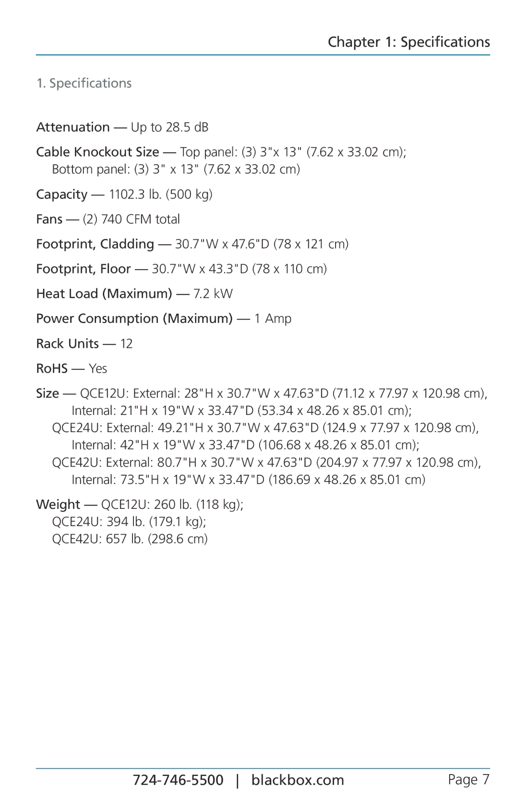 Black Box QCE-SPFP-1U, QCE42U, QCE12U, QCE24U, QCE-VCM-42U, QCE-SPFP-3U, QCE-VCM-24U, QCE-SPFP-2U, QCE-CEB, QCE-GK Specifications 