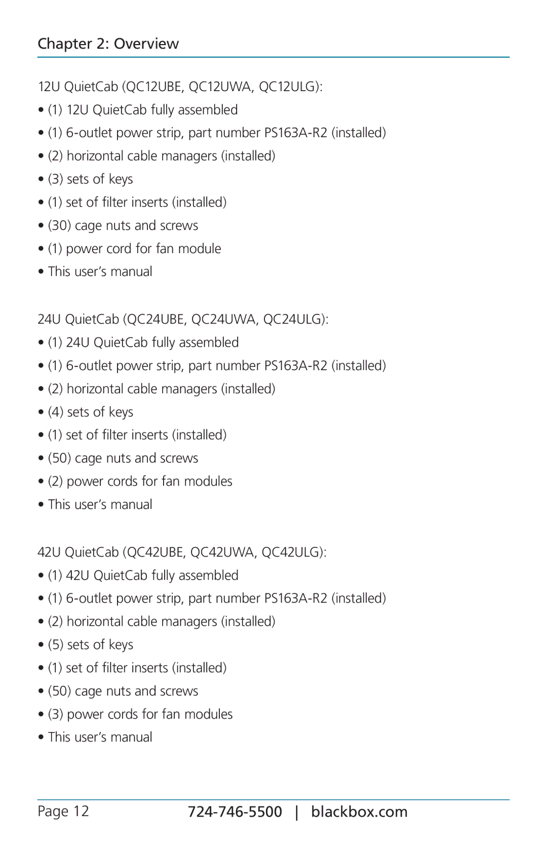 Black Box QuietCab, 12U user manual Overview 