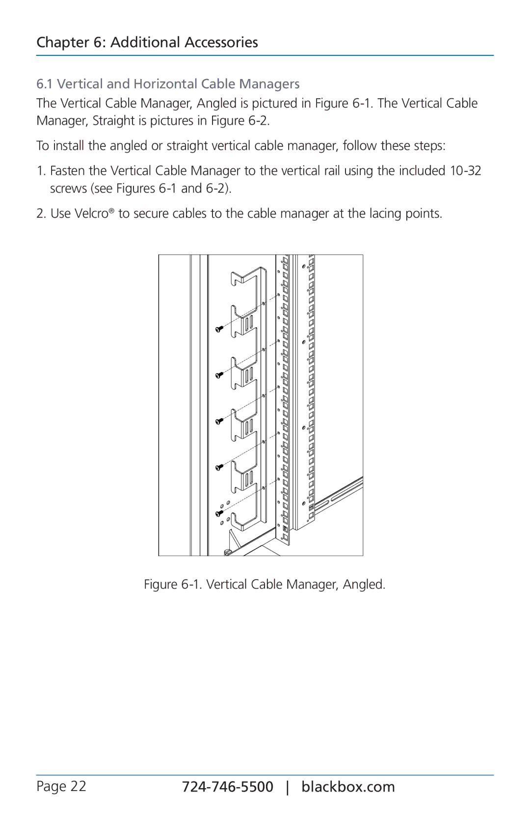 Black Box QuietCab, 12U user manual Vertical and Horizontal Cable Managers 