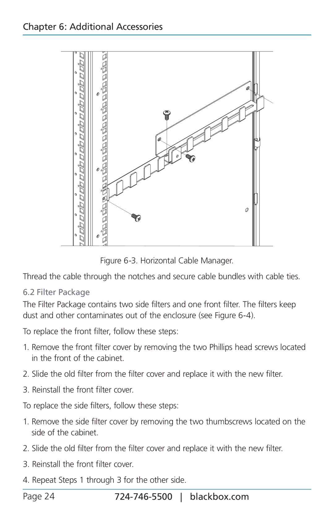 Black Box QuietCab, 12U user manual Filter Package 