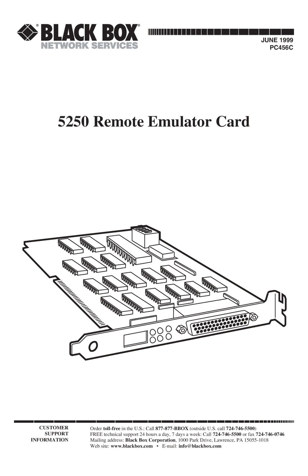 Black Box 5250 manual Remote Emulator Card 