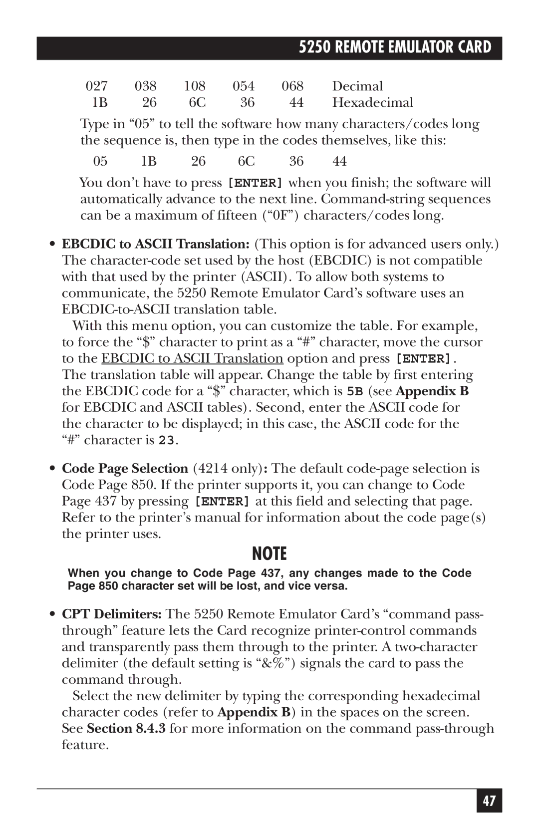 Black Box Remote Emulator Card, 5250 manual 