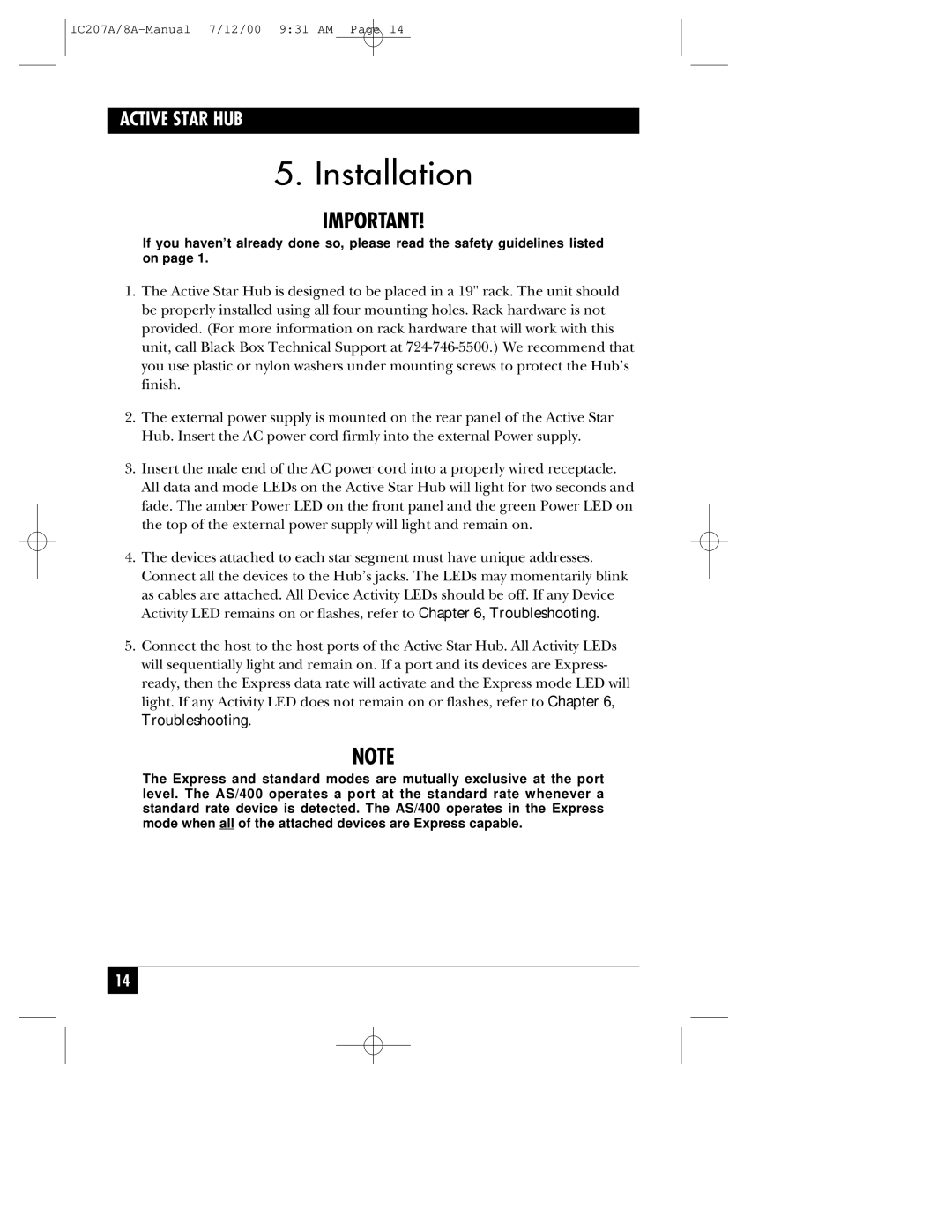 Black Box RJ-45, RJ-11 manual Installation 