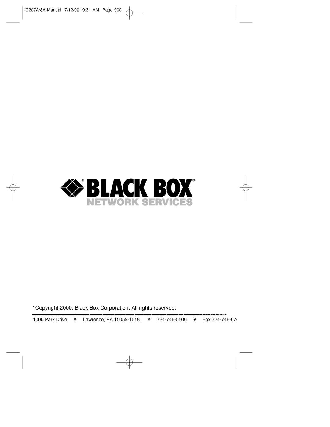 Black Box RJ-11, RJ-45 manual Copyright 2000. Black Box Corporation. All rights reserved 