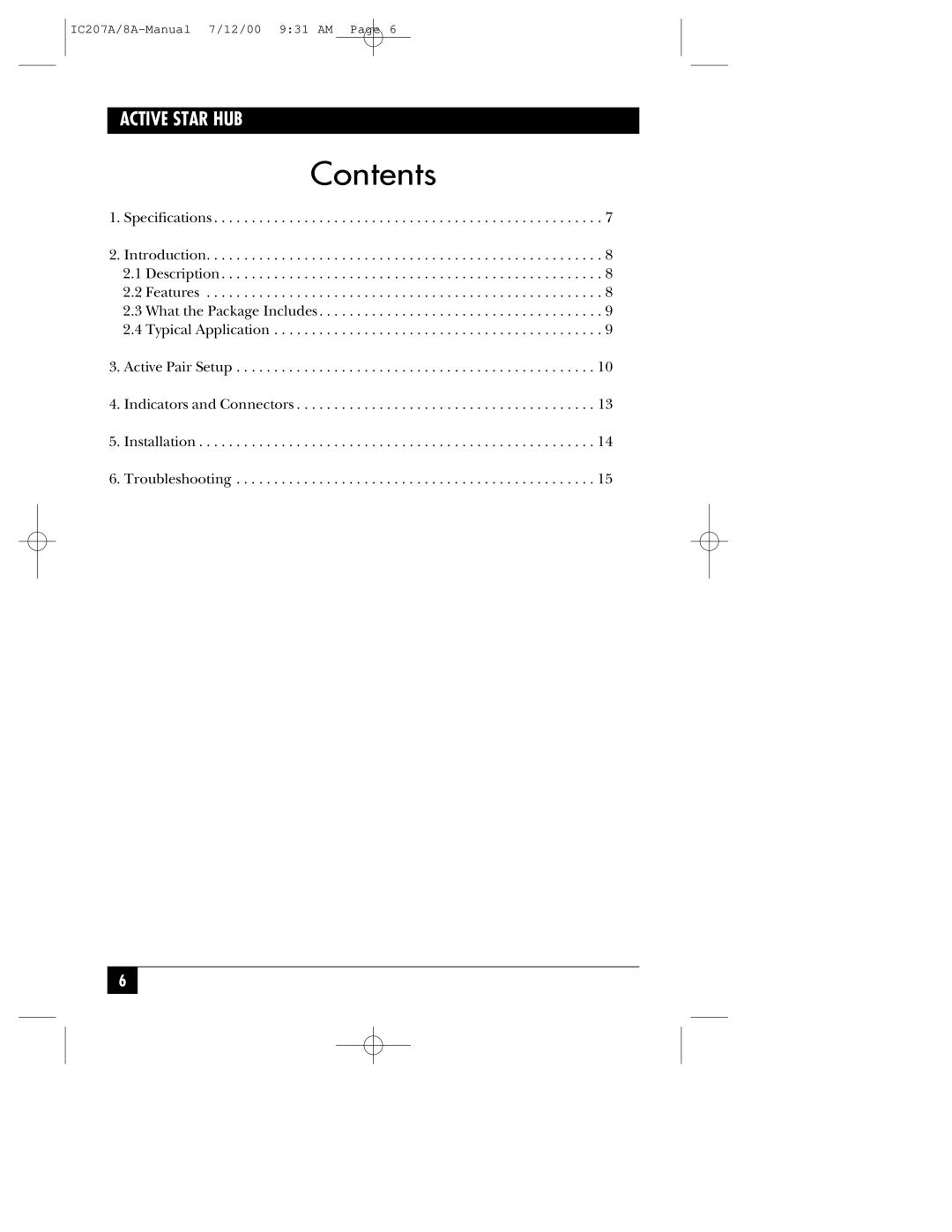 Black Box RJ-45, RJ-11 manual Contents 