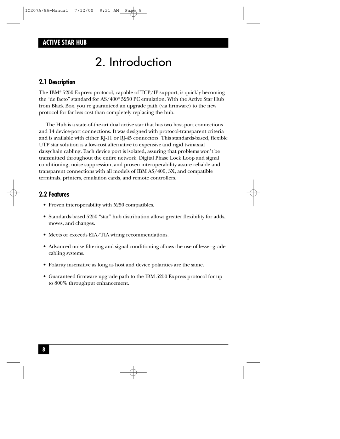 Black Box RJ-45, RJ-11 manual Introduction, Description 