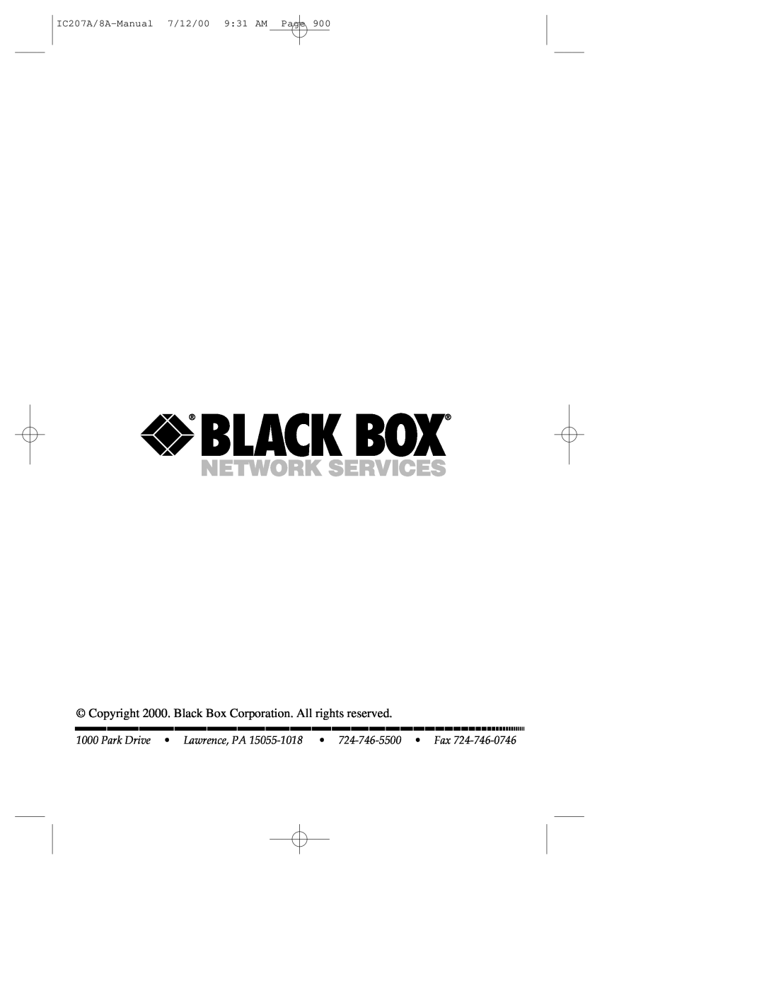 Black Box RJ-11, RJ-45 manual IC207A/8A-Manual7/12/00 9 31 AM Page 