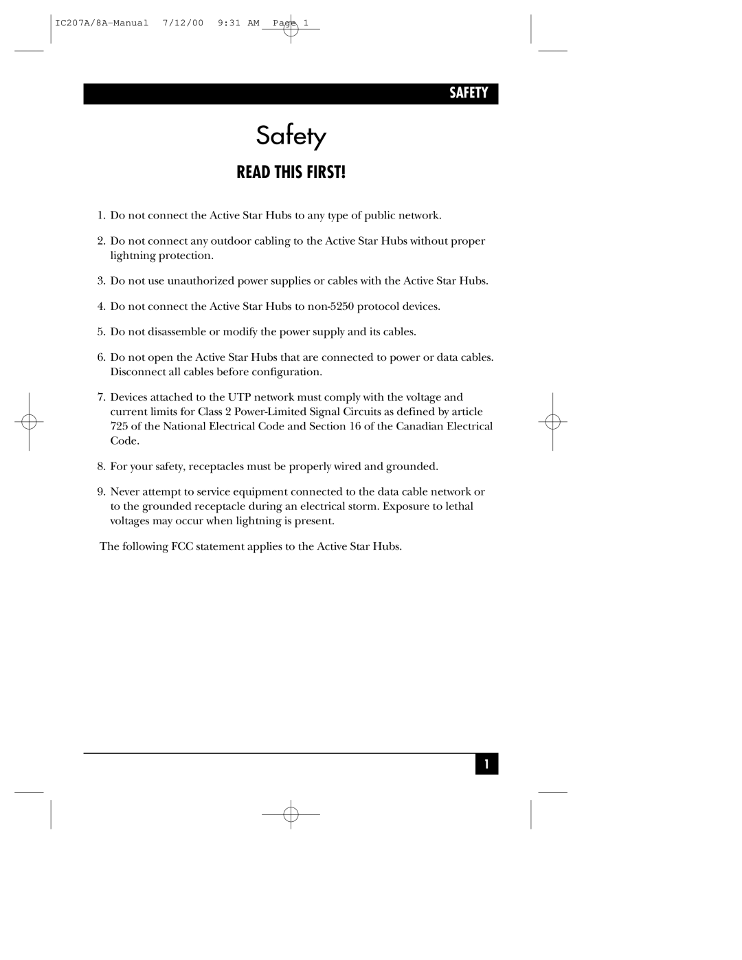 Black Box RJ-11, RJ-45 manual Safety, Read This First 