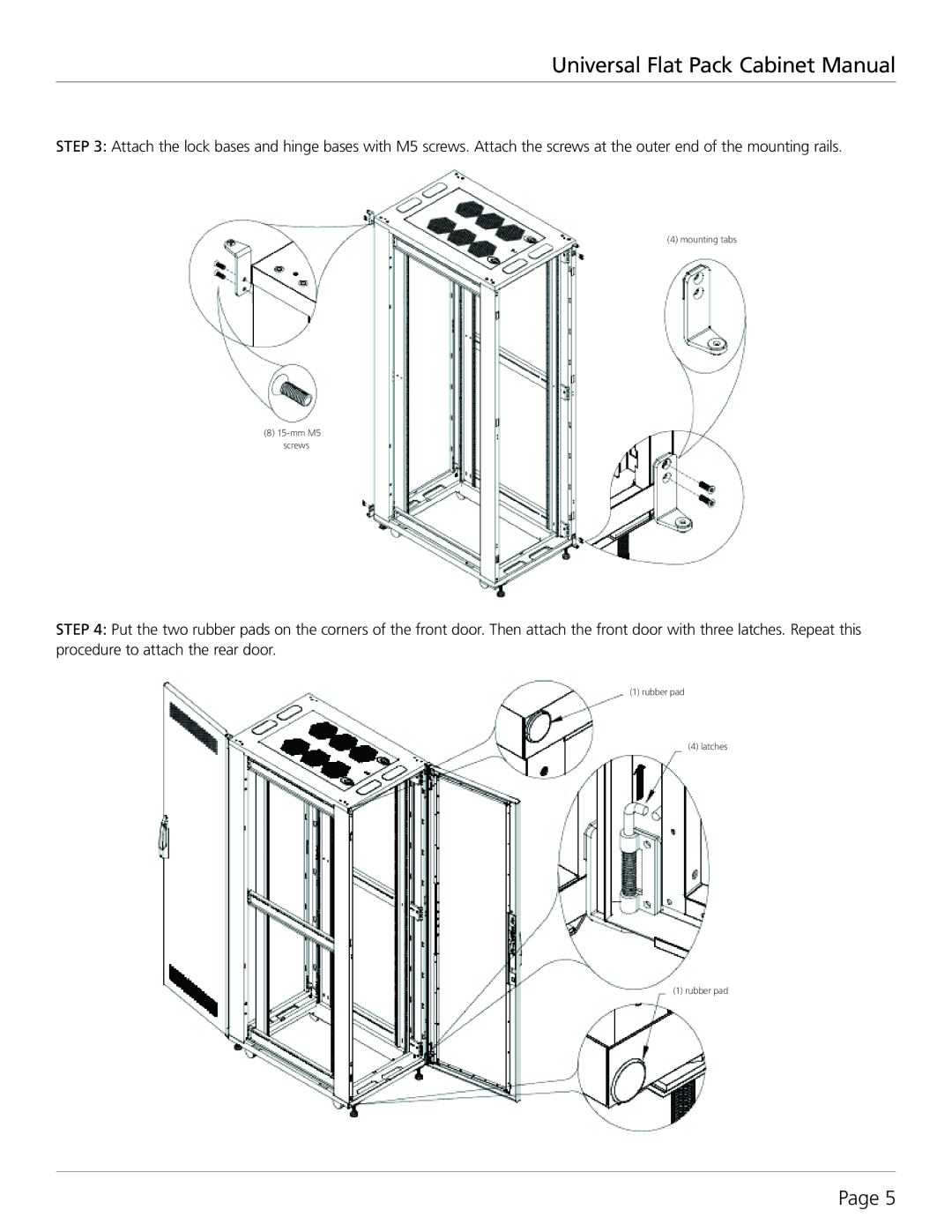 Black Box Universal Flat Pack Cabinet, RMT3200A-R2 manual Mounting tabs Mm M5 screws 