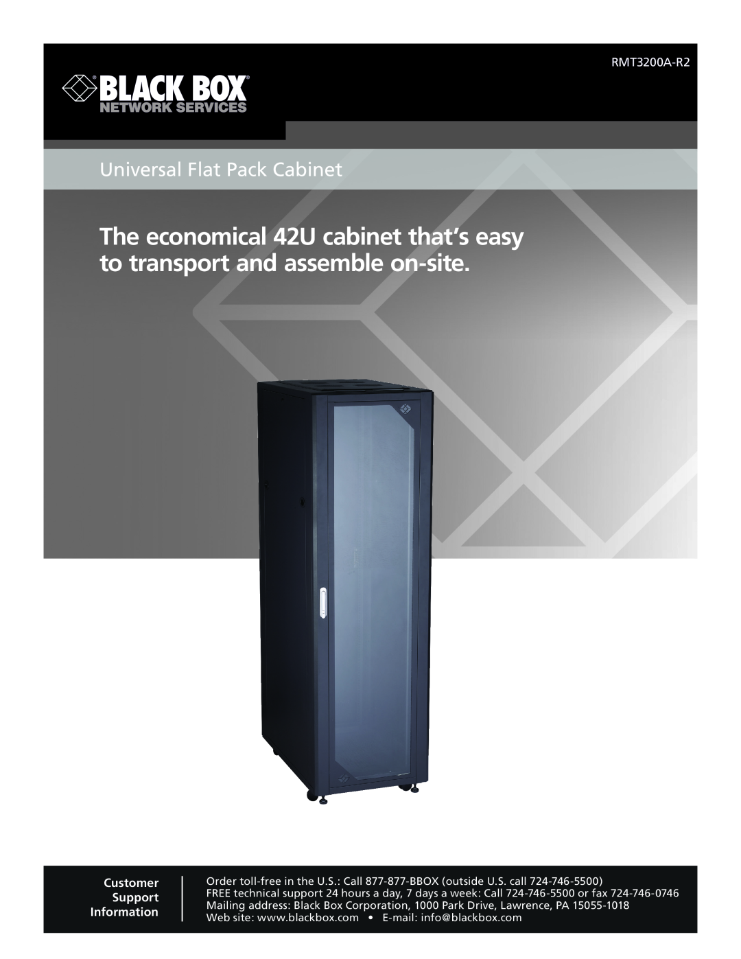 Black Box Universal Flat Pack Cabinet manual RMT3200A-R2, Customer Support Information 