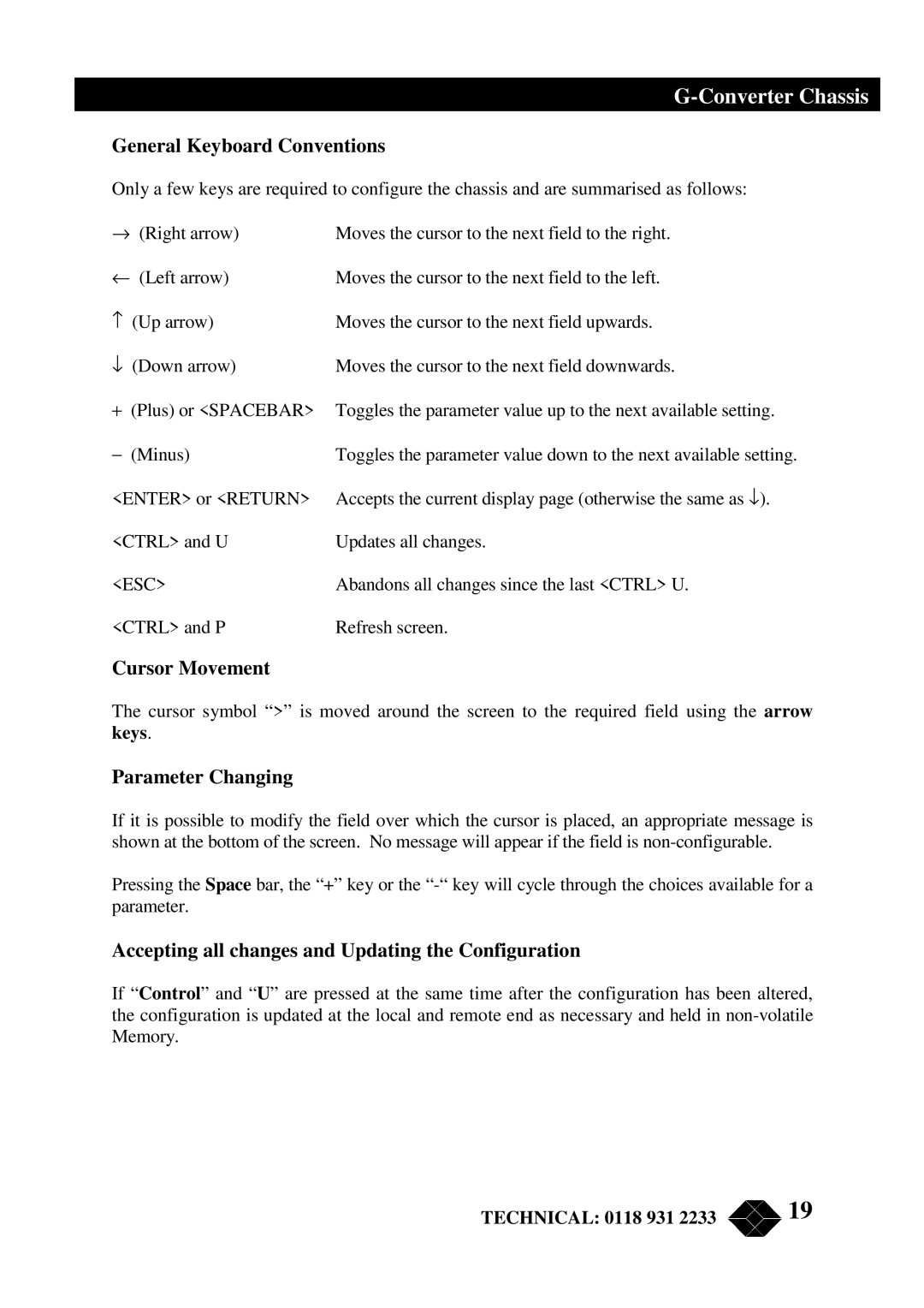 Black Box RMU200 manual General Keyboard Conventions 