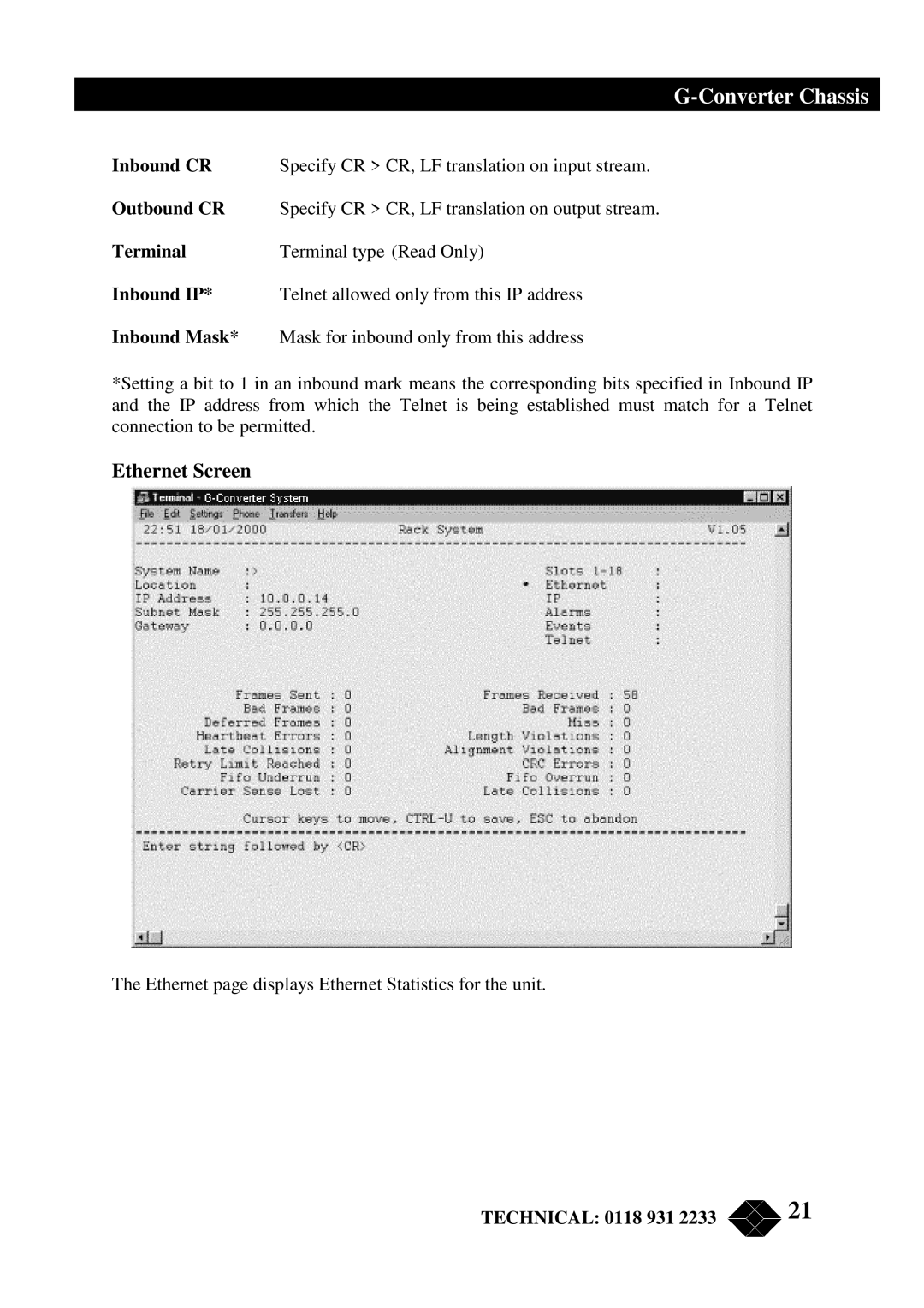 Black Box RMU200 manual Ethernet Screen 