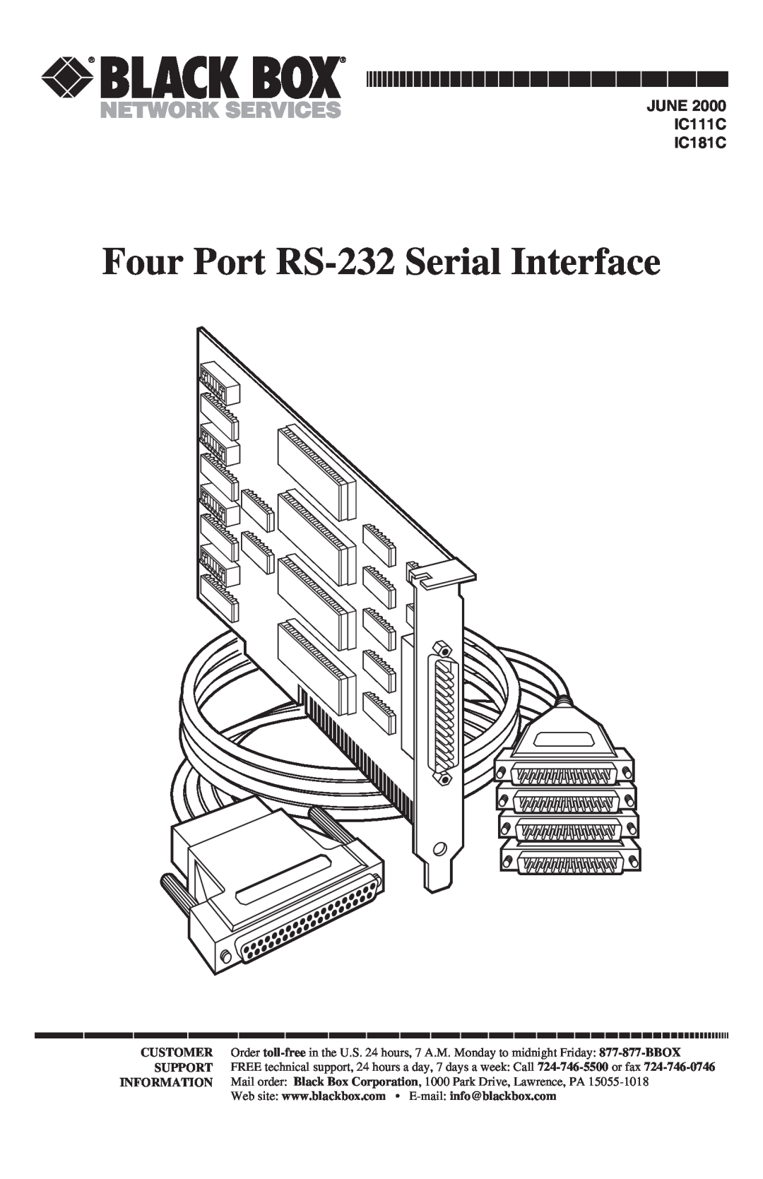 Black Box RS-422, RS-485 user manual Port 10/100 Device Server, RS-232/422/485, DB9 M, Customer Support Information 