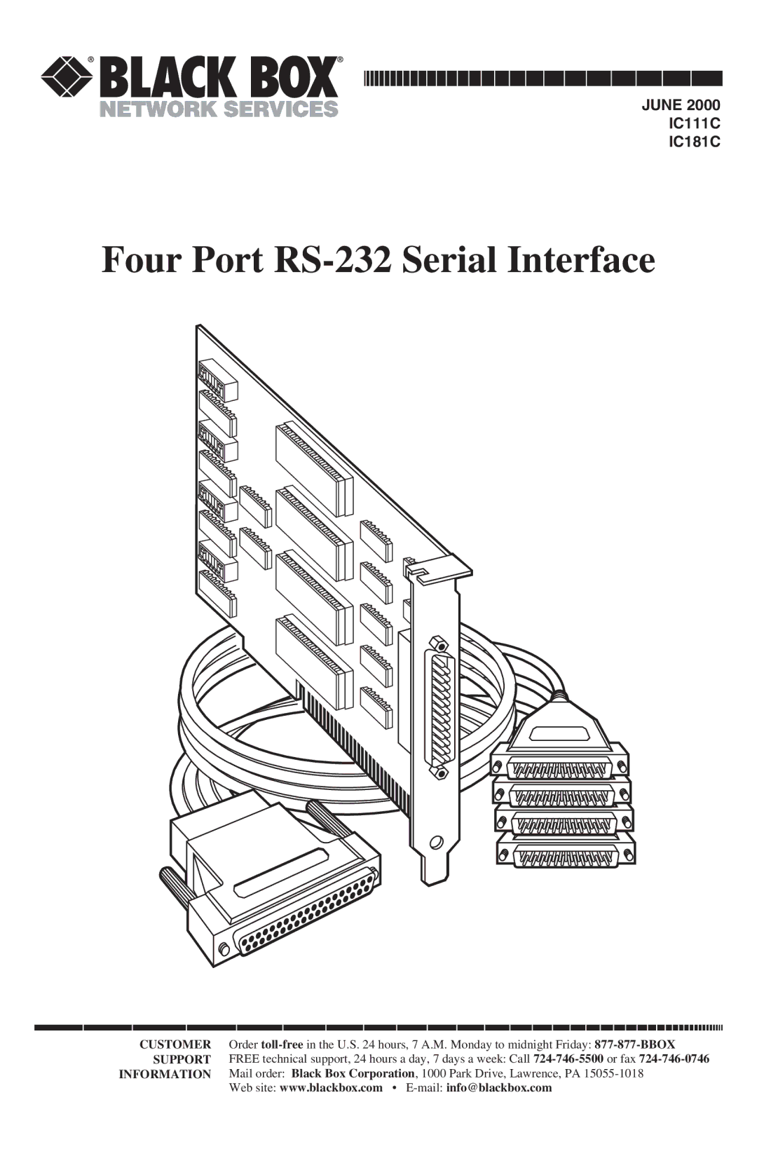 Black Box IC181C manual Four Port RS-232 Serial Interface 