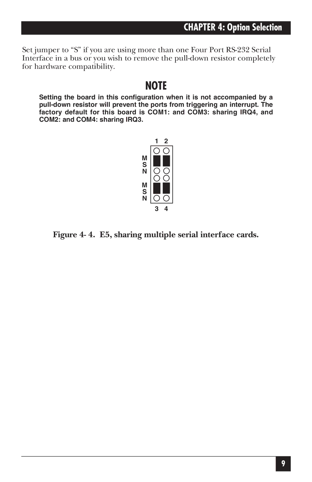 Black Box RS-232, IC181C manual E5, sharing multiple serial interface cards 