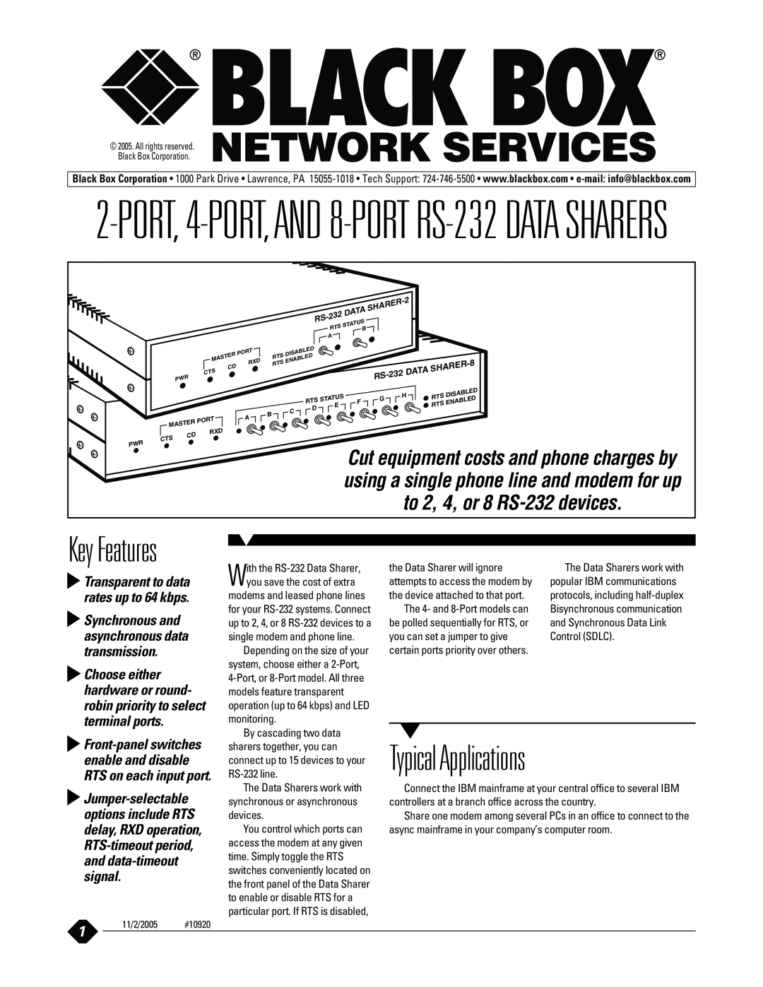 Black Box manual Four Port RS-232 Serial Interface, JUNE IC111C IC181C 