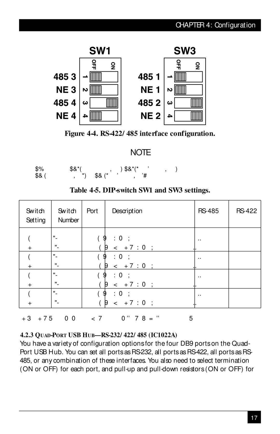 Black Box RS422/485 manual Port Description RS-485, QUAD-PORTUSB HUB-RS-232/422/485 IC1022A 