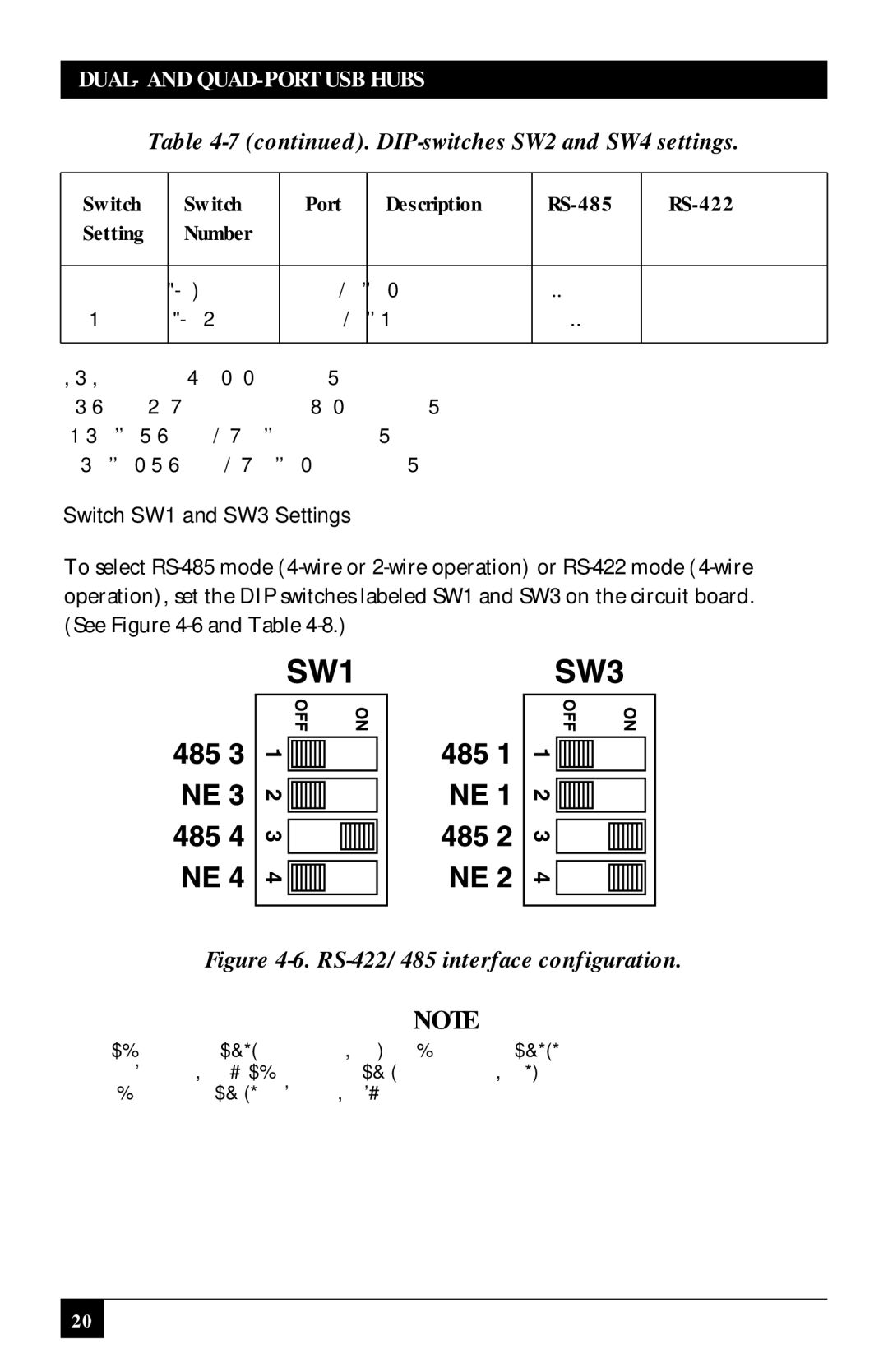 Black Box RS422/485, RS-232/422/485 manual Port Description RS-485 RS-422, Setting 