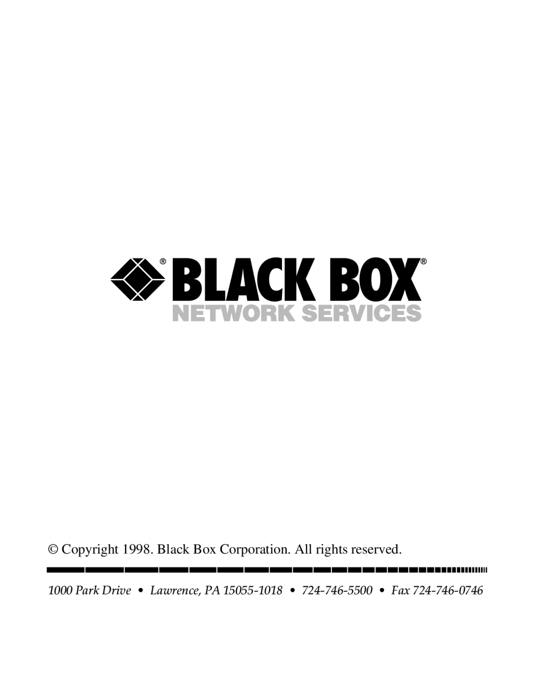 Black Box DB9F/RJ-45 (IC624A-F), RS-232/485 CONVERTER manual Copyright 1998. Black Box Corporation. All rights reserved 