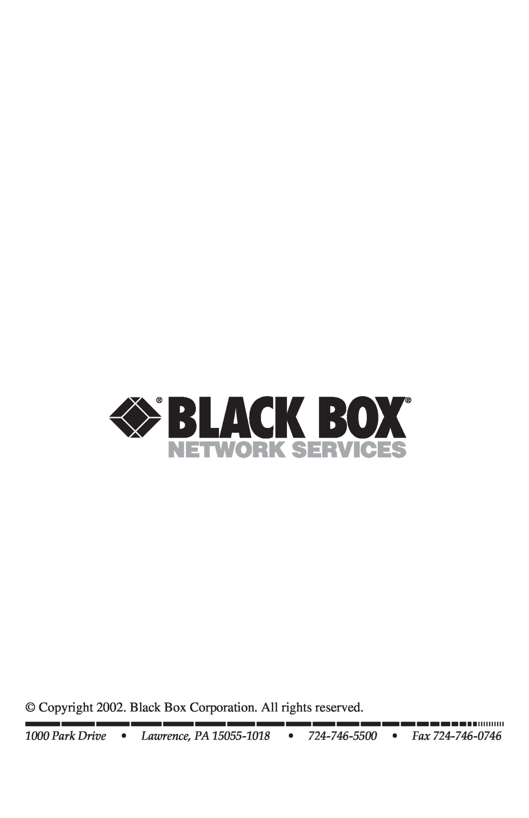 Black Box IC109C, IC109AE, IC109A-R2, IC108C, IC108AE manual Copyright 2002. Black Box Corporation. All rights reserved 