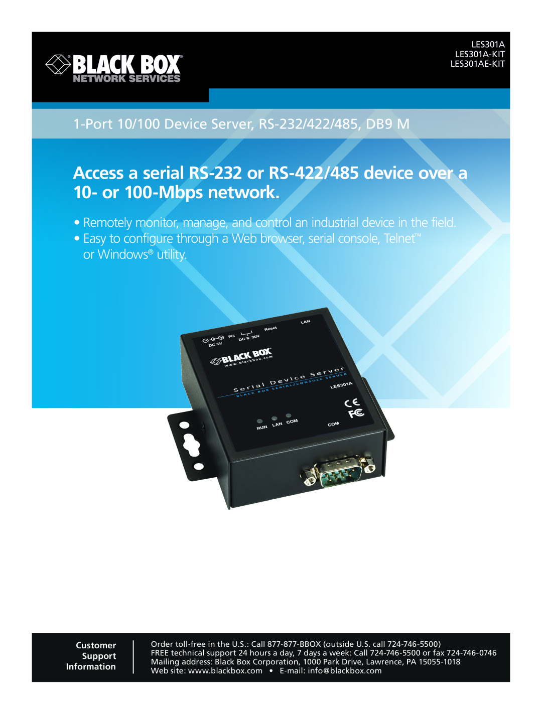 Black Box manual USB DIRECTOR RS-232, Key Features, Configurable COM port assignment 