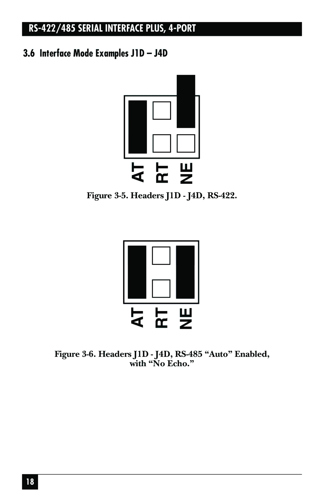 Black Box RS-485, IC183C manual Interface Mode Examples J1D J4D, Headers J1D J4D, RS-422 