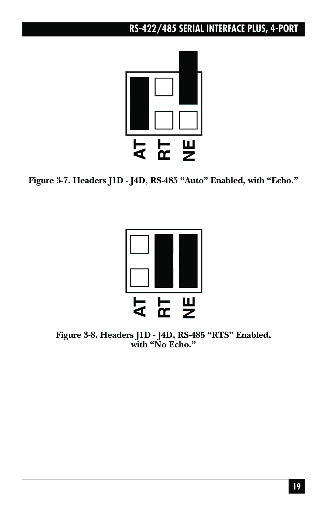 Black Box IC183C, RS-422 manual Headers J1D J4D, RS-485 Auto Enabled, with Echo 