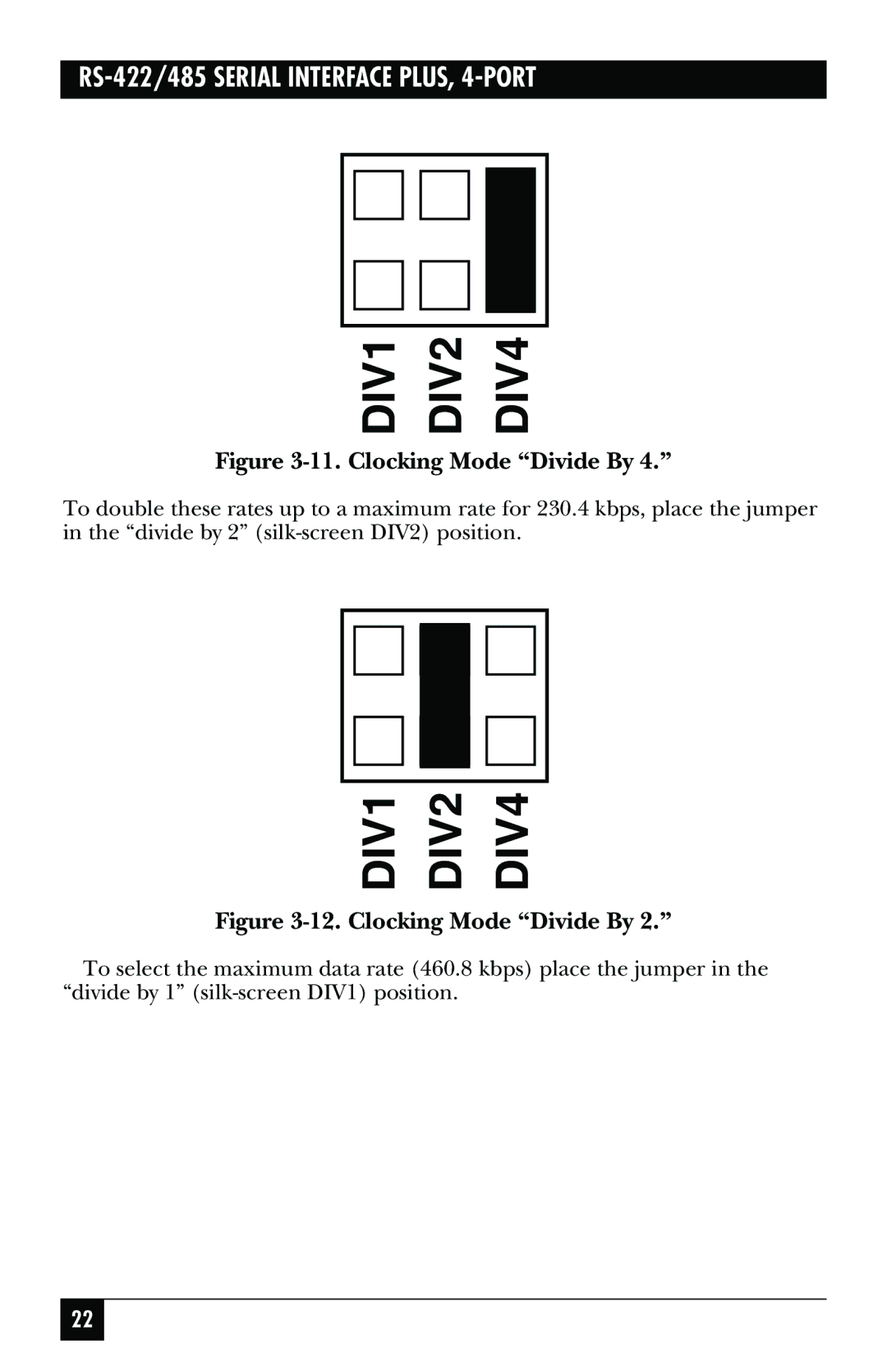 Black Box IC183C, RS-422, RS-485 manual DIV1 DIV2 DIV4 