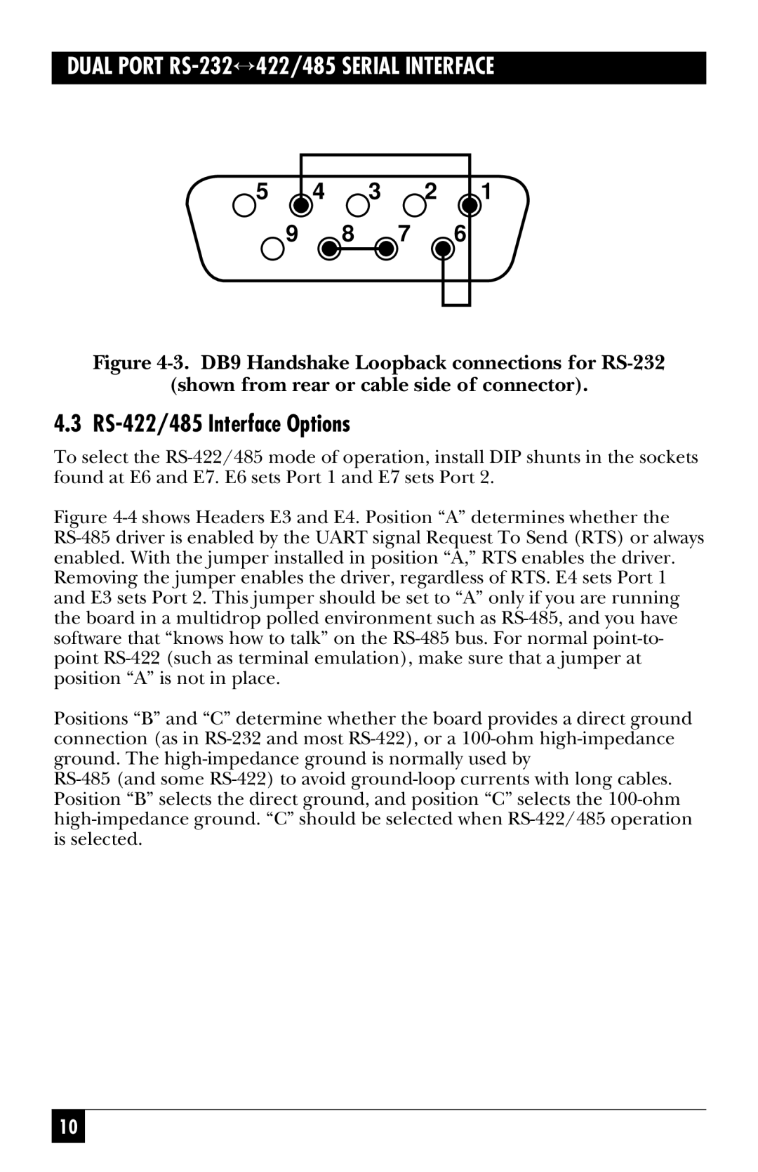 Black Box RS-485, IC175C, IC113C manual RS-422/485 Interface Options 