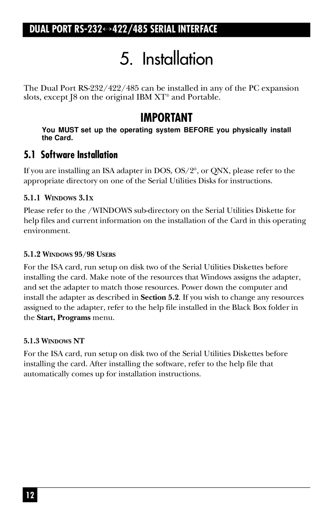 Black Box IC113C, RS-485, IC175C manual Software Installation 