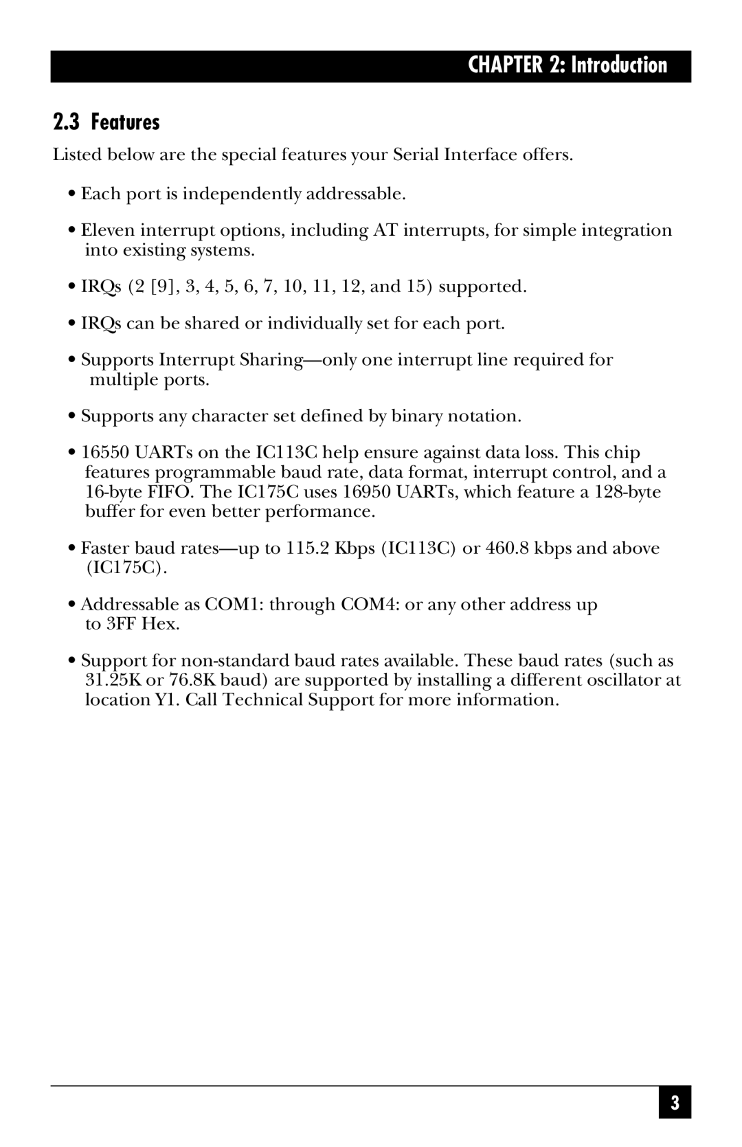 Black Box IC113C, RS-485, IC175C manual Introduction, Features 