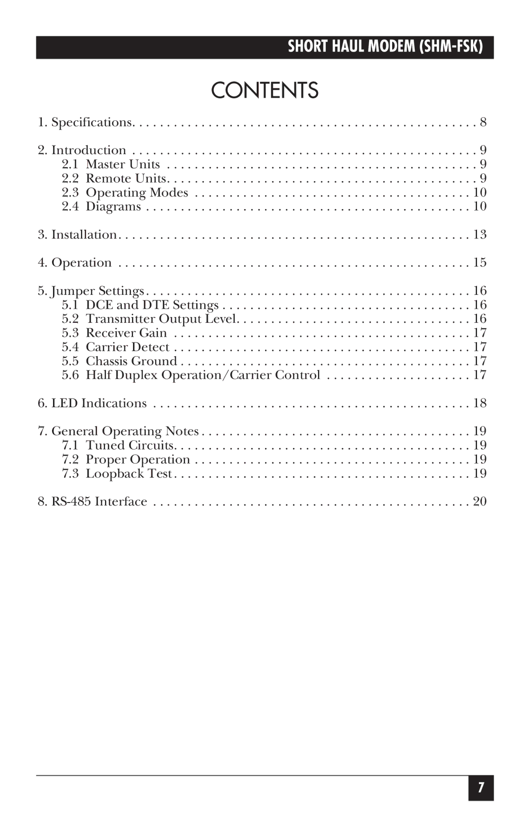 Black Box MD3317, RS-485, ME840A-M, ME840A-S, MD3318 manual Contents 