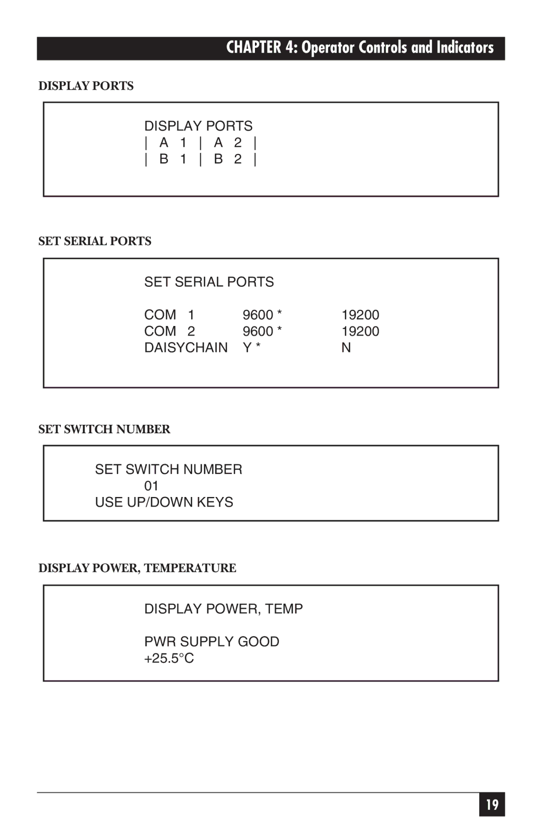 Black Box SC121A, SC120A-R2 manual Display Ports 