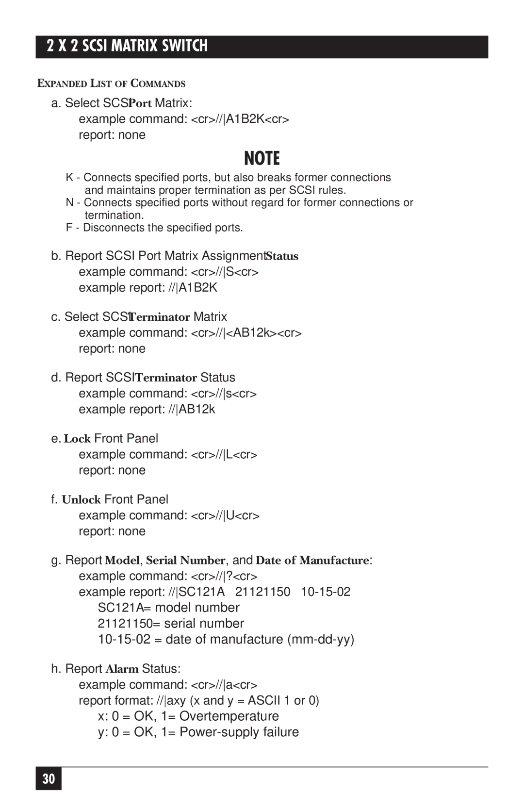 Black Box SC120A-R2, SC121A manual Expanded List of Commands 