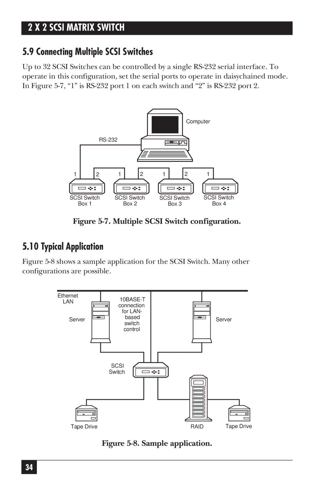 Black Box SC120A-R2, SC121A manual Connecting Multiple Scsi Switches, Typical Application 