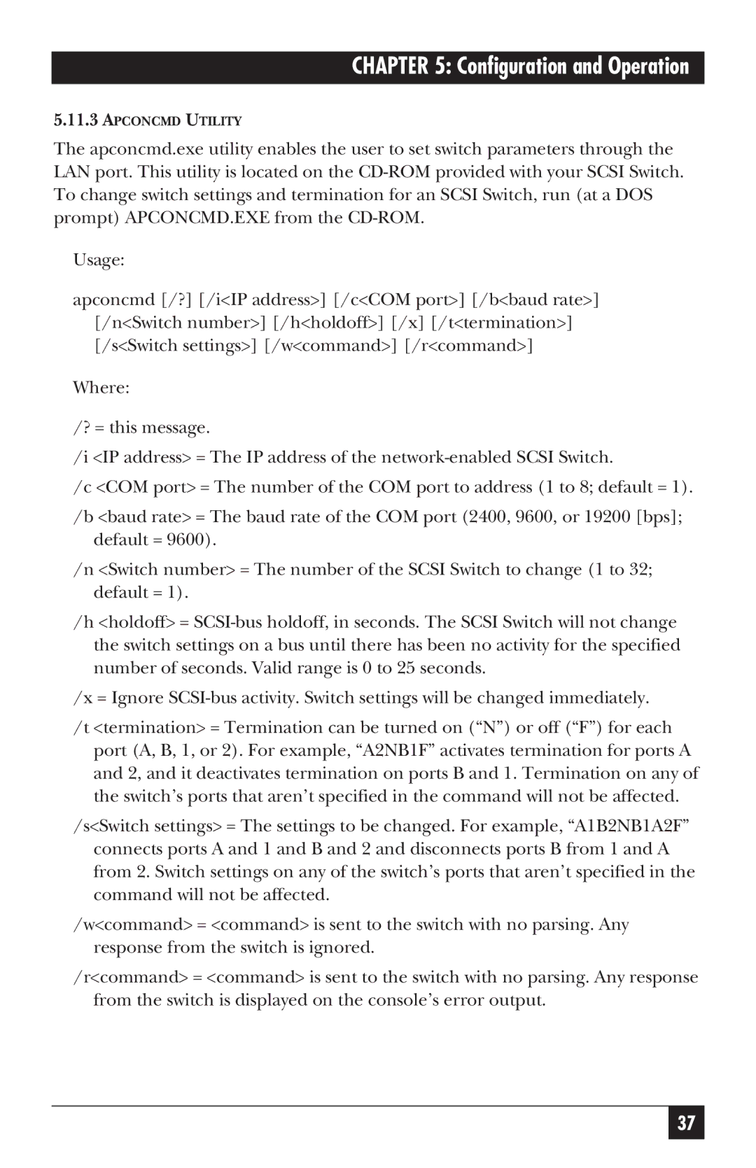 Black Box SC121A, SC120A-R2 manual Apconcmd Utility 