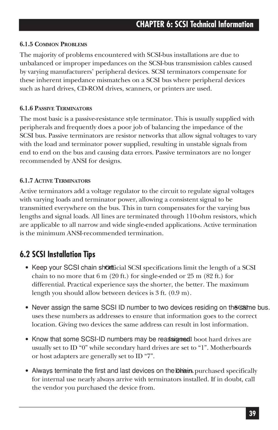 Black Box SC121A, SC120A-R2 manual Scsi Installation Tips, Scsi Technical Information 