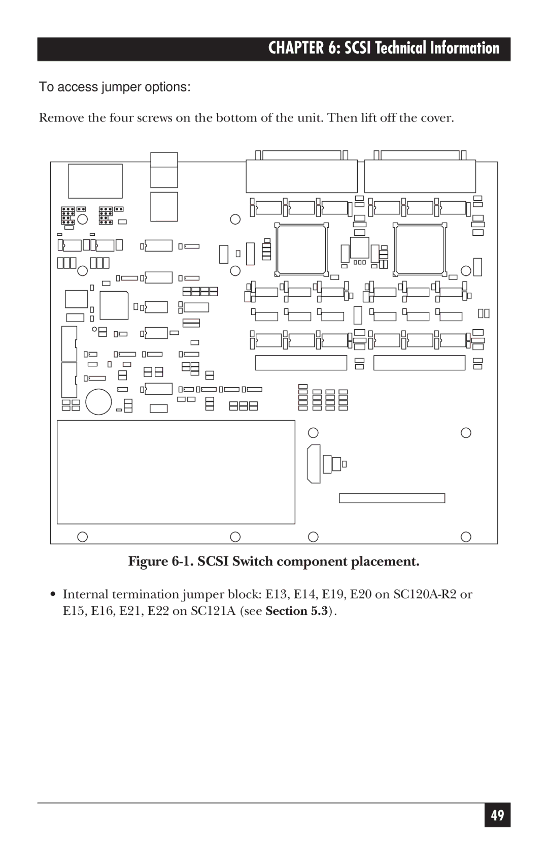 Black Box SC121A, SC120A-R2 manual Scsi Switch component placement 