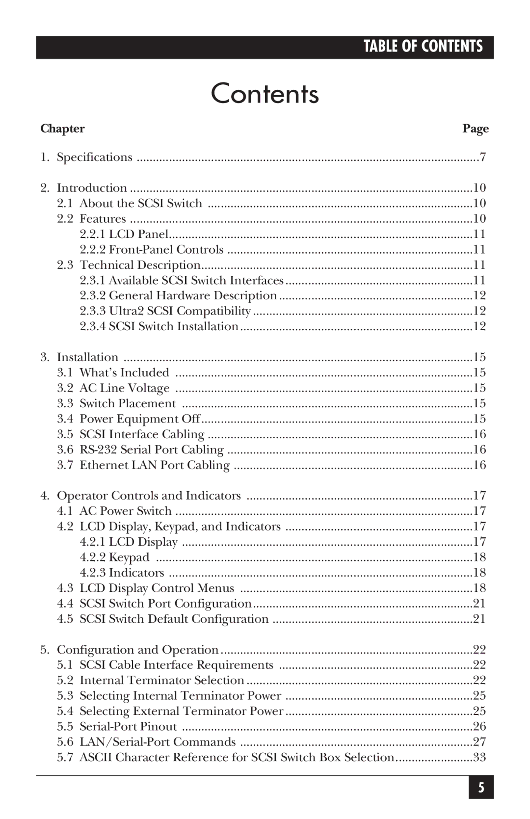 Black Box SC121A, SC120A-R2 manual Contents 