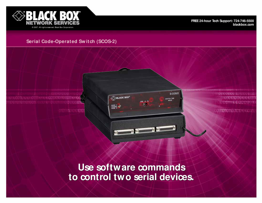 Black Box manual Use software commands, to control two serial devices, Serial Code-OperatedSwitch SCOS-2 