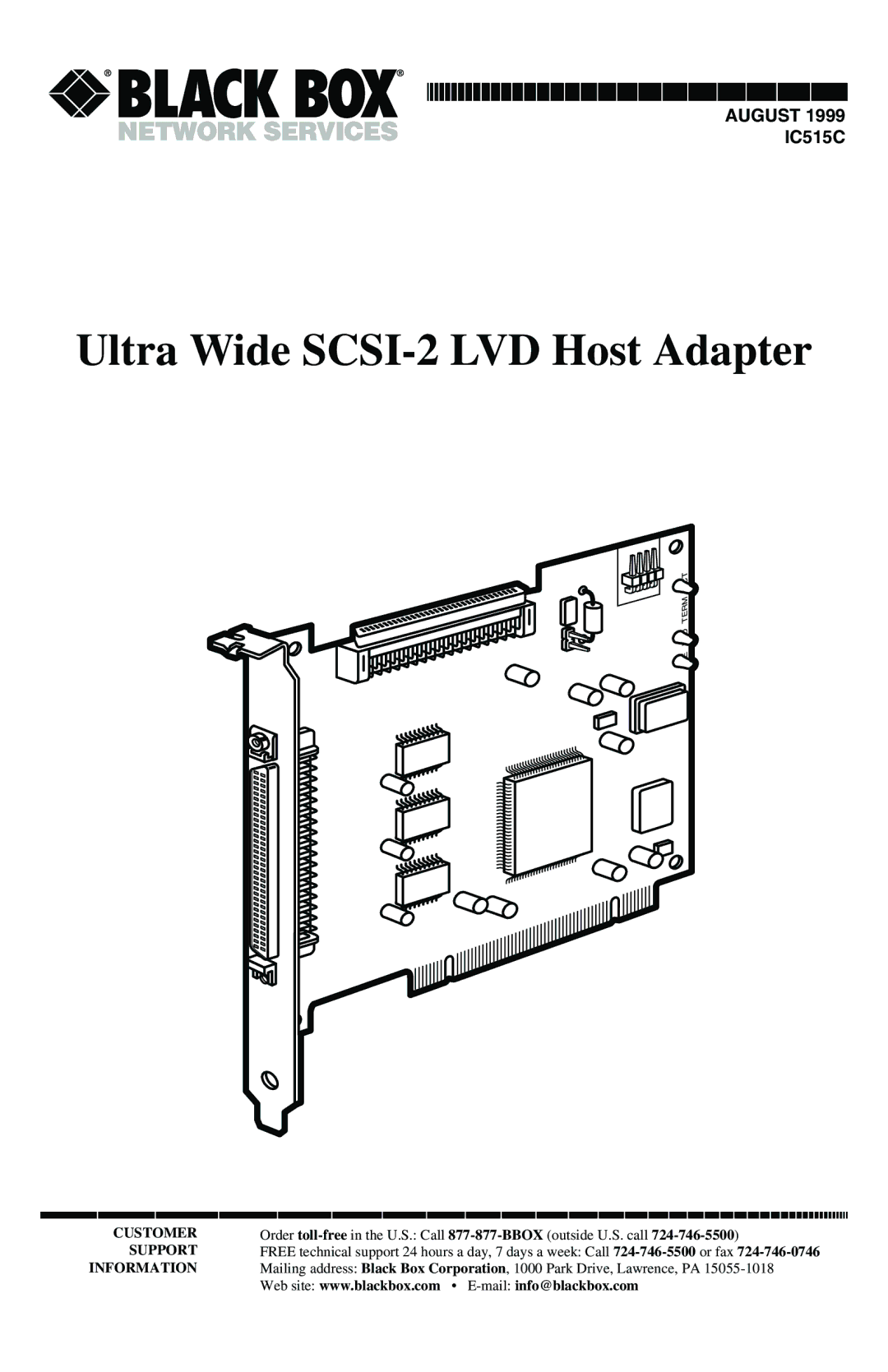 Black Box manual Ultra Wide SCSI-2 LVD Host Adapter 