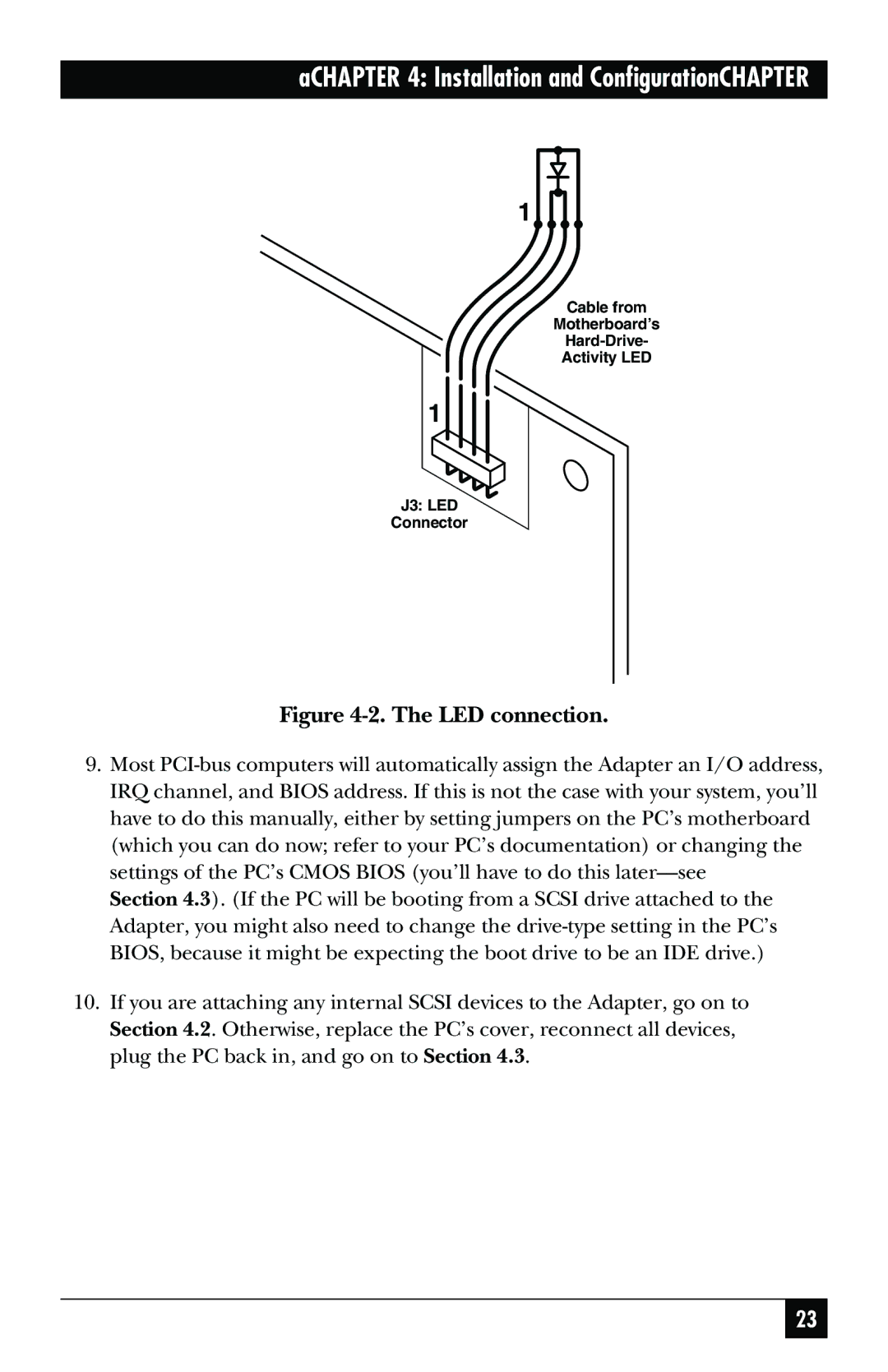 Black Box SCSI-2 LVD manual LED connection 