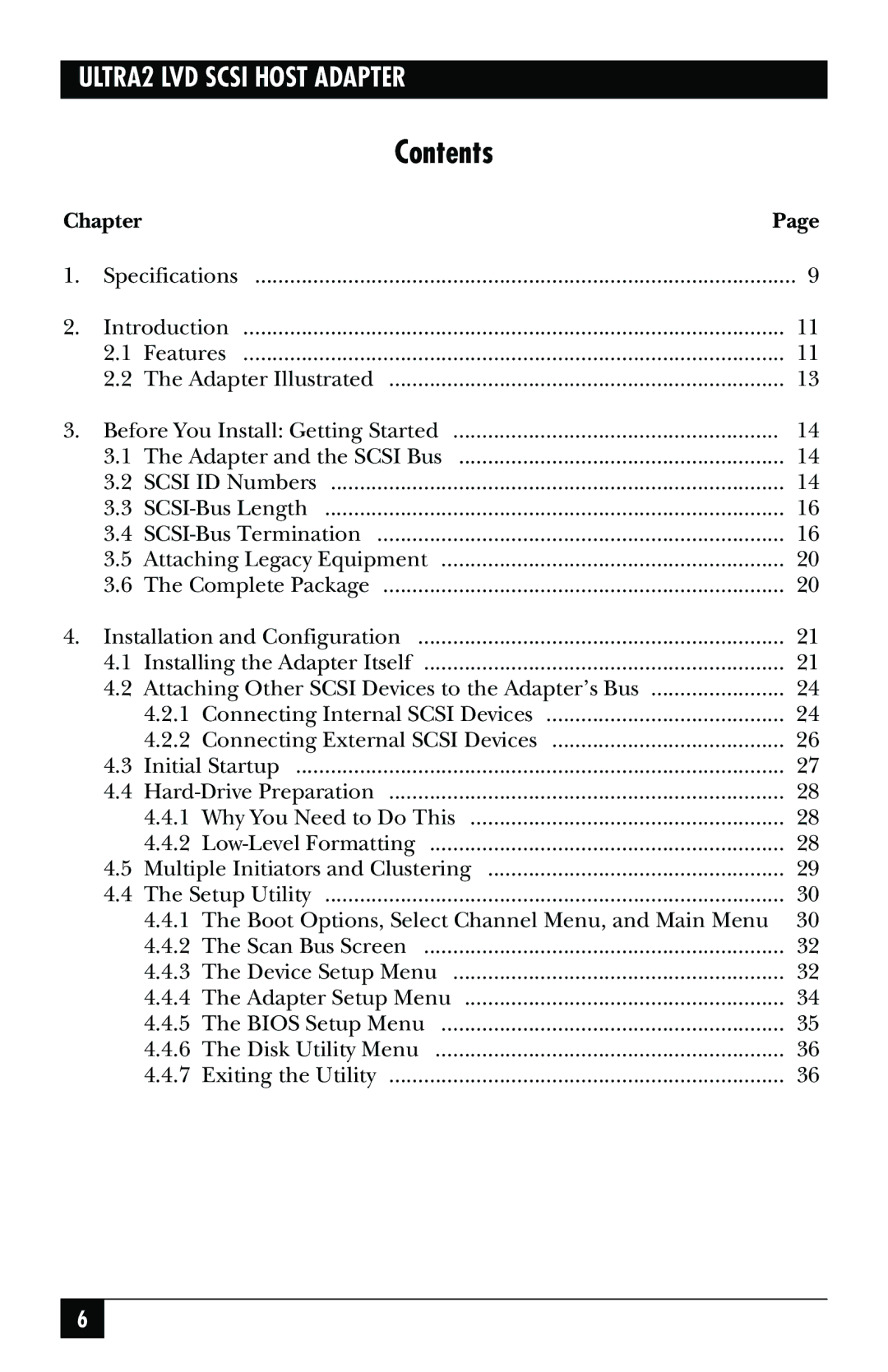 Black Box SCSI-2 LVD manual Contents 