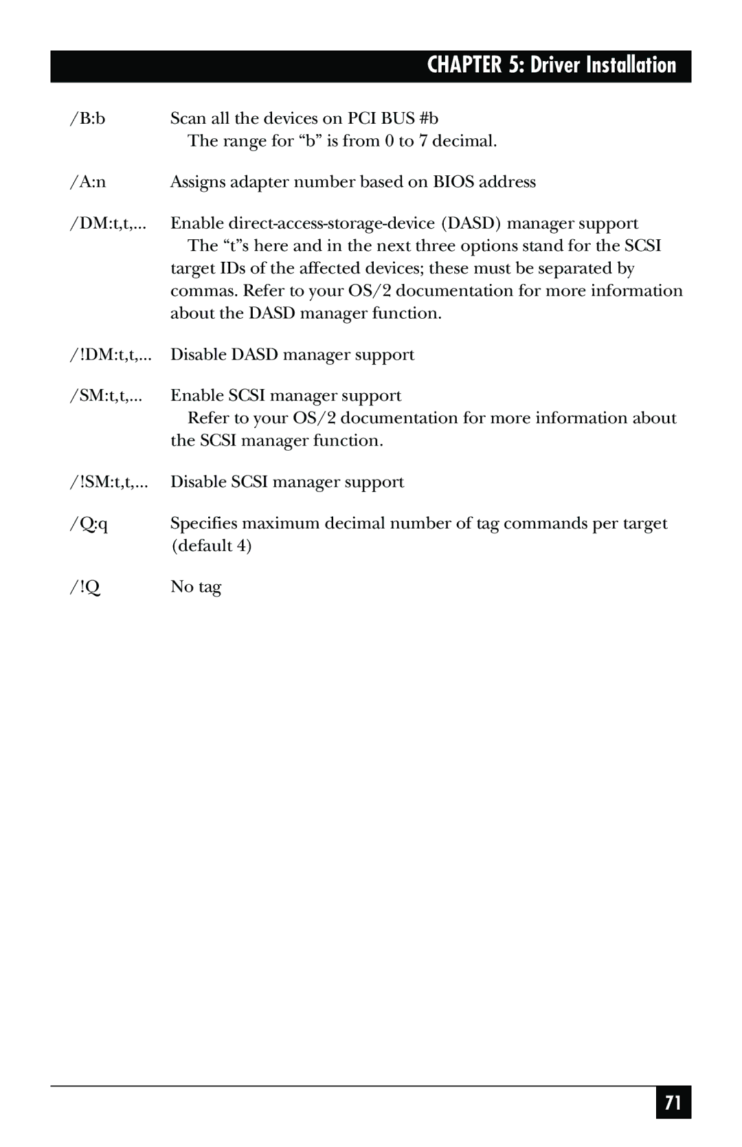 Black Box SCSI-2 LVD manual Assigns adapter number based on Bios address 