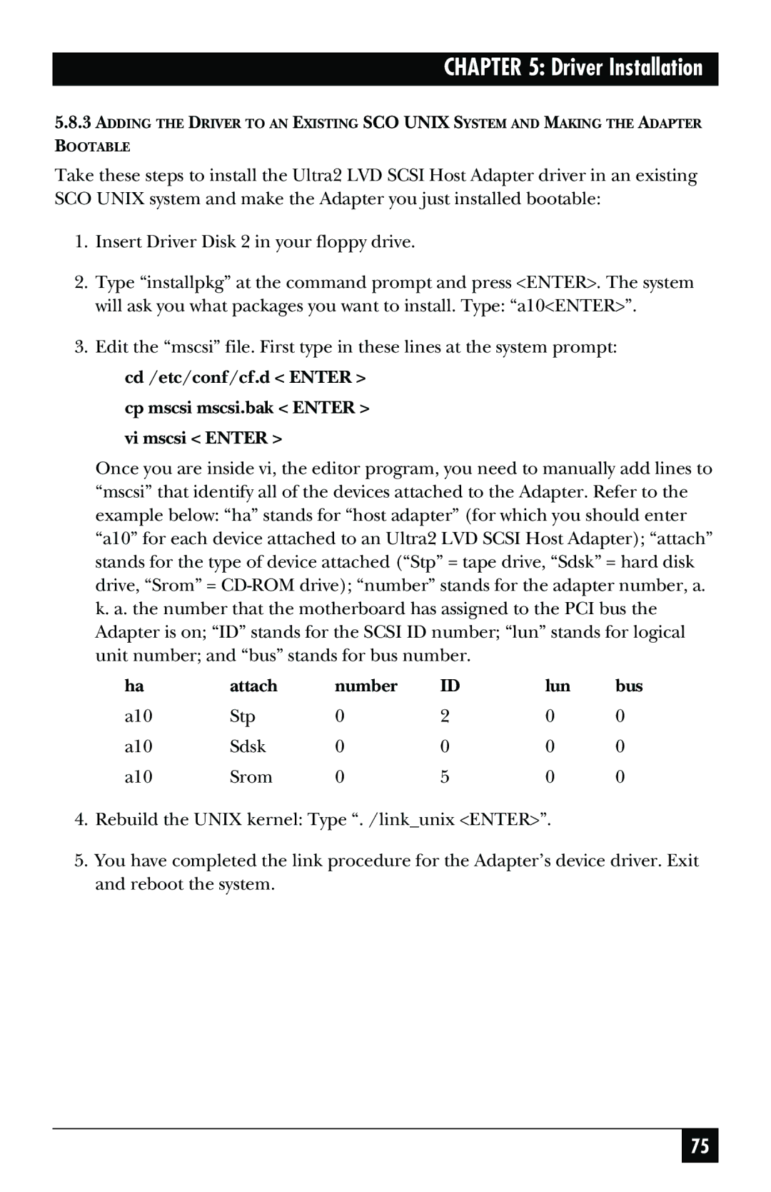 Black Box SCSI-2 LVD manual Attach Number Lun Bus 