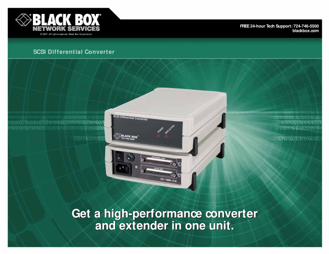 Black Box SCSI Differential Converter manual Get a high-performanceconverter, and extender in one unit 