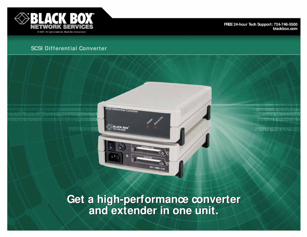 Black Box SCSI Differential Converter manual Get a high-performance converter Extender in one unit 